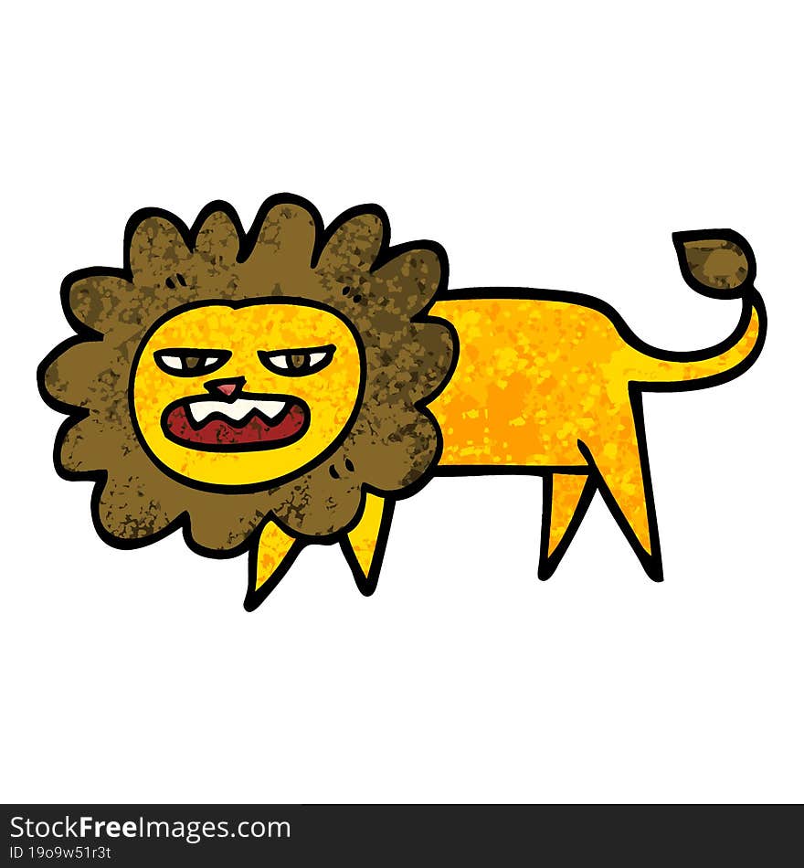 grunge textured illustration cartoon angry lion