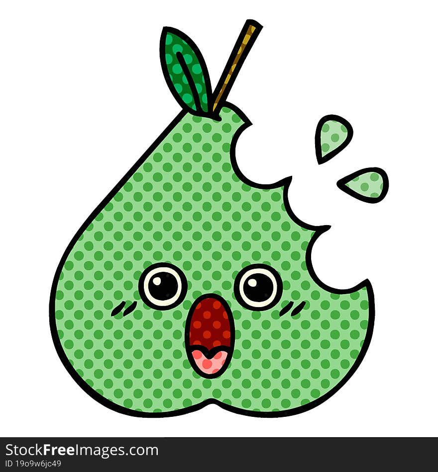 comic book style cartoon green pear