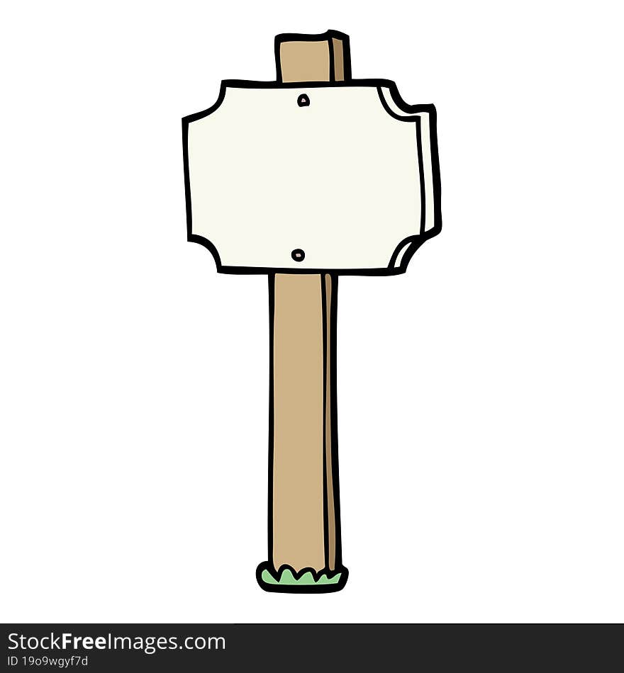 hand drawn doodle style cartoon sign post