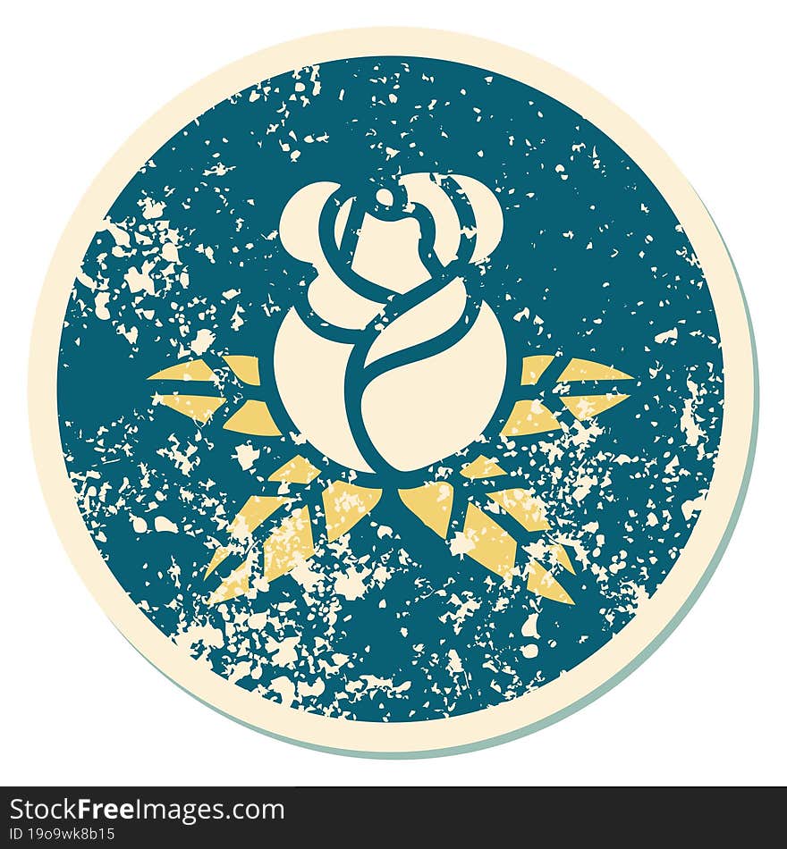 distressed sticker tattoo style icon of a single rose