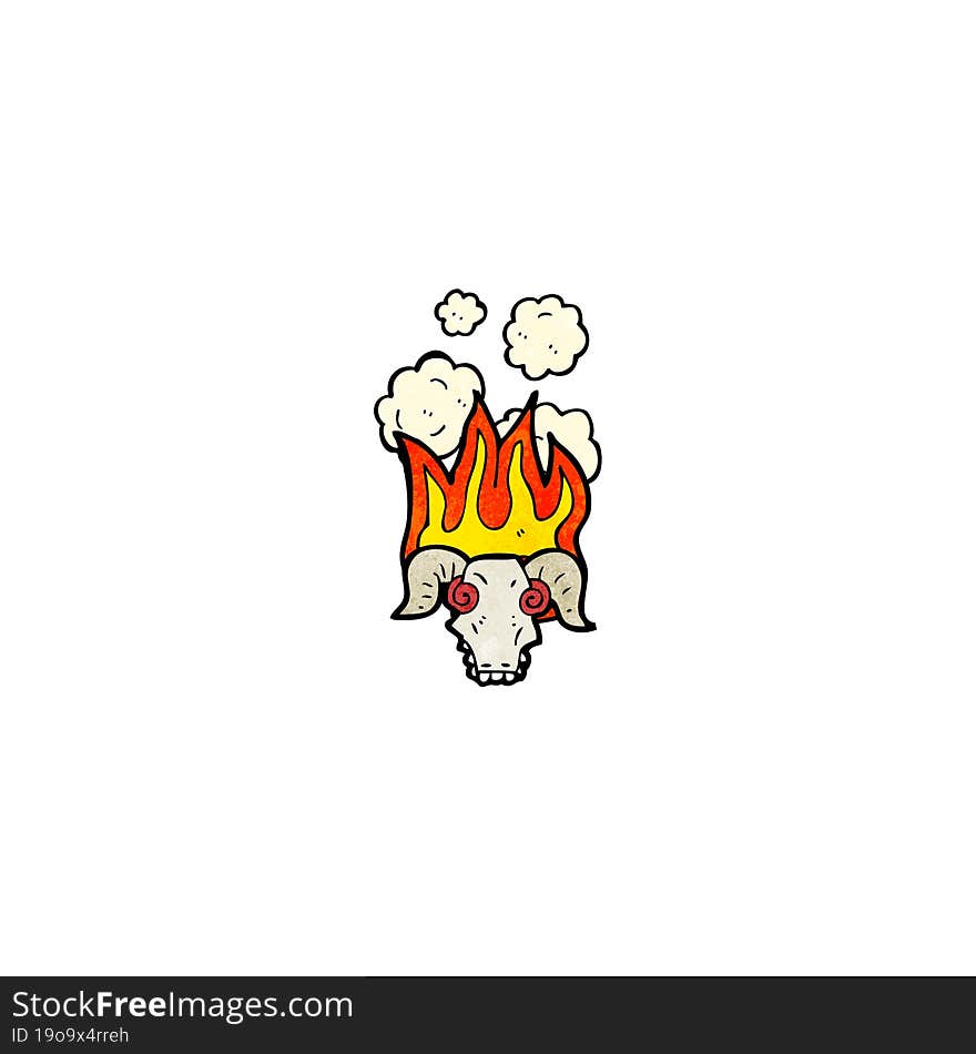 flaming ram skull cartoon