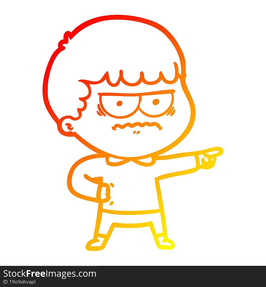 warm gradient line drawing of a cartoon happy man