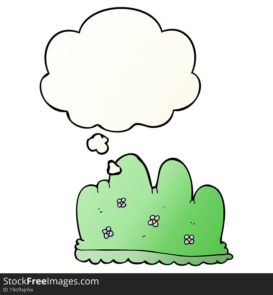 Cartoon Hedge And Thought Bubble In Smooth Gradient Style