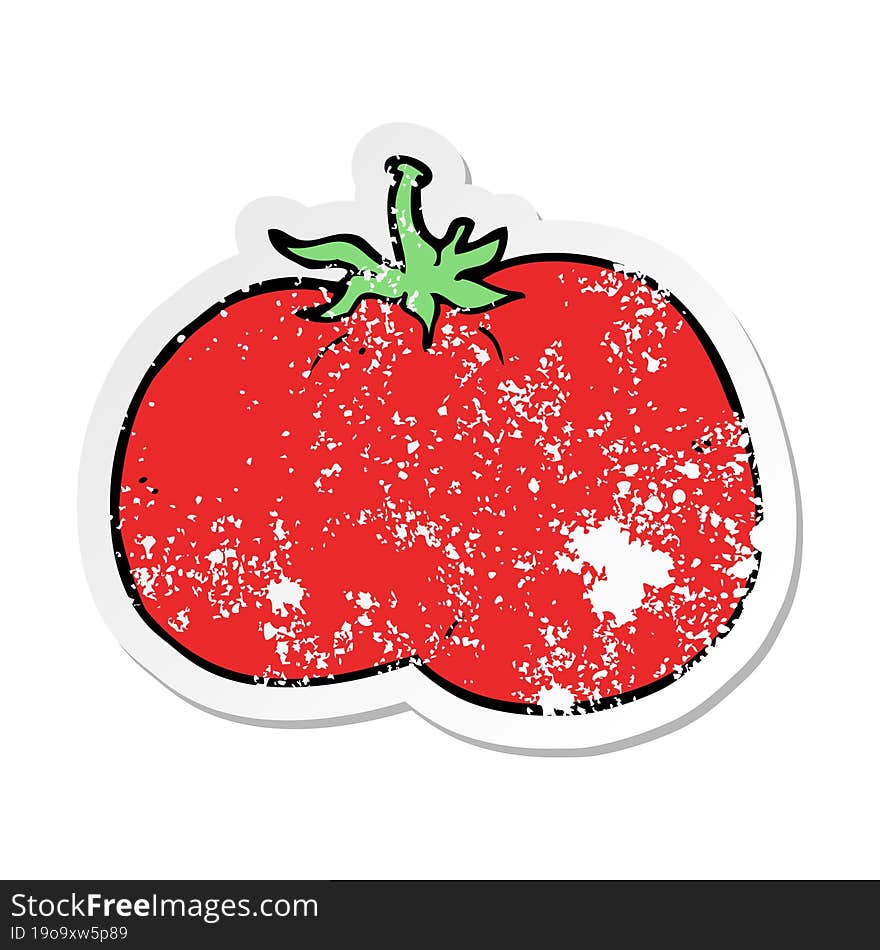 distressed sticker of a cartoon tomato