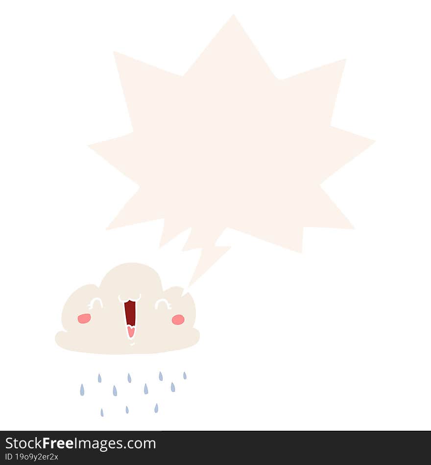 Cartoon Storm Cloud And Speech Bubble In Retro Style