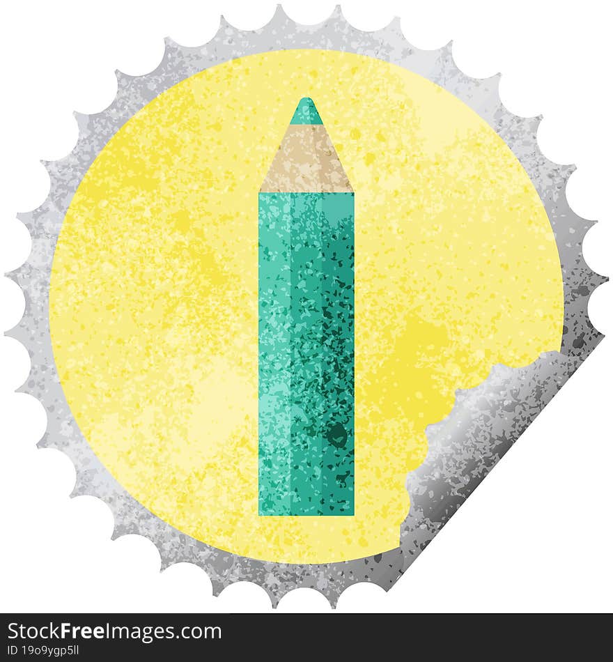 green coloring pencil round sticker stamp