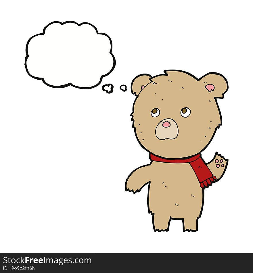 cartoon teddy bear with thought bubble