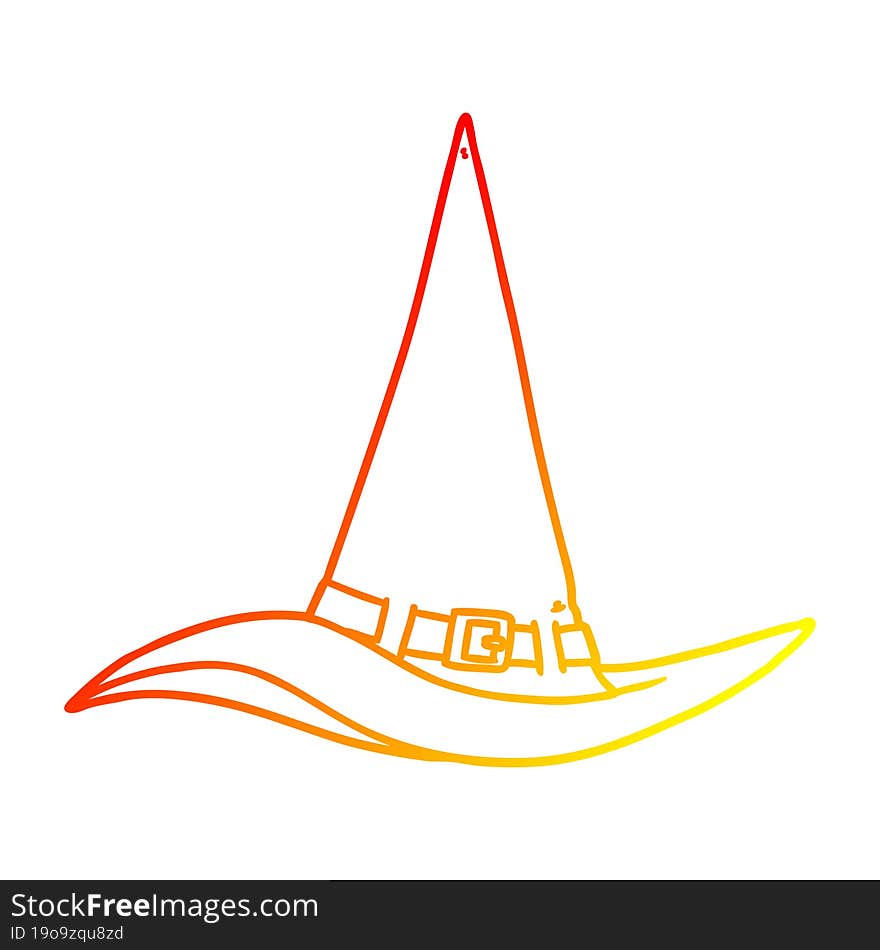 warm gradient line drawing cartoon witch hat