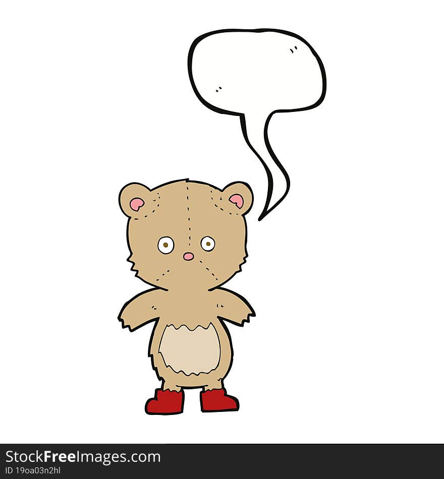 cartoon teddy bear with speech bubble