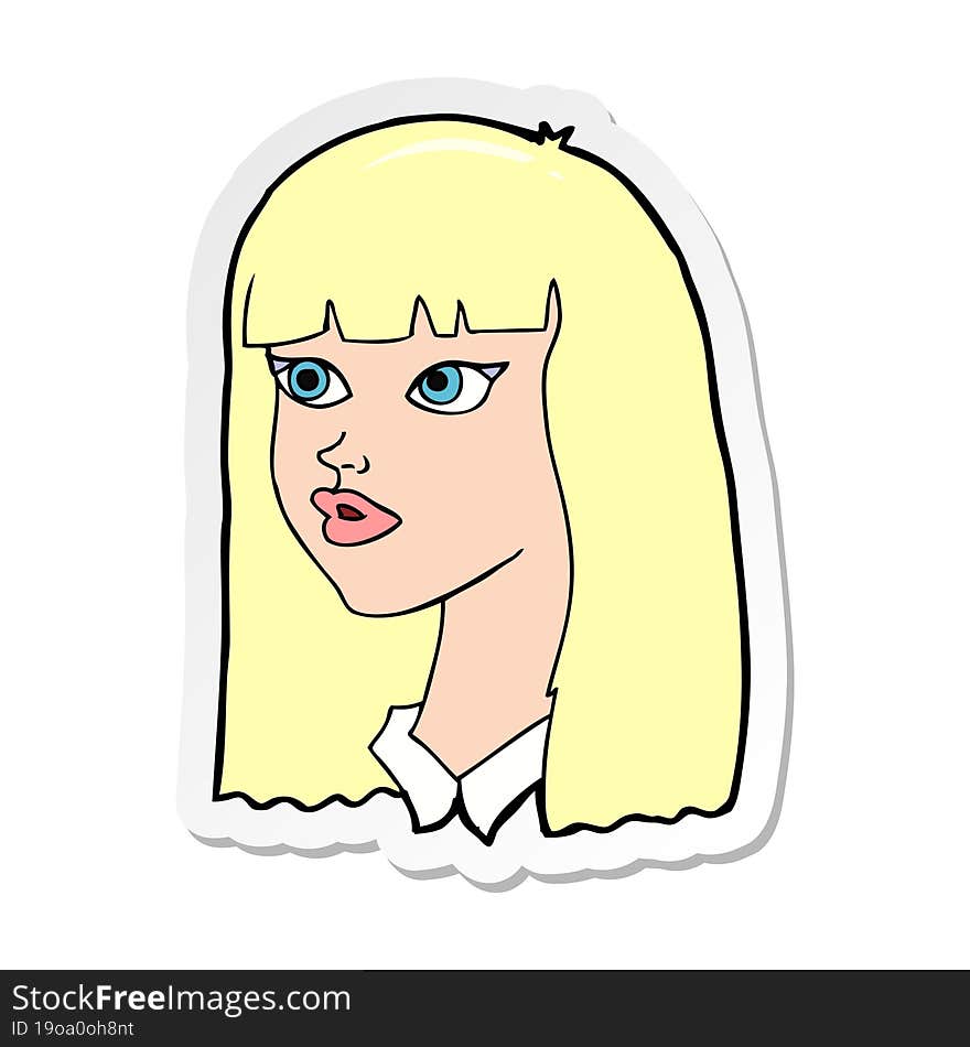 sticker of a cartoon pretty girl with long hair