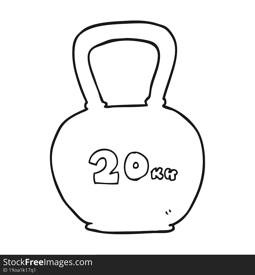 black and white cartoon 20kg kettle bell