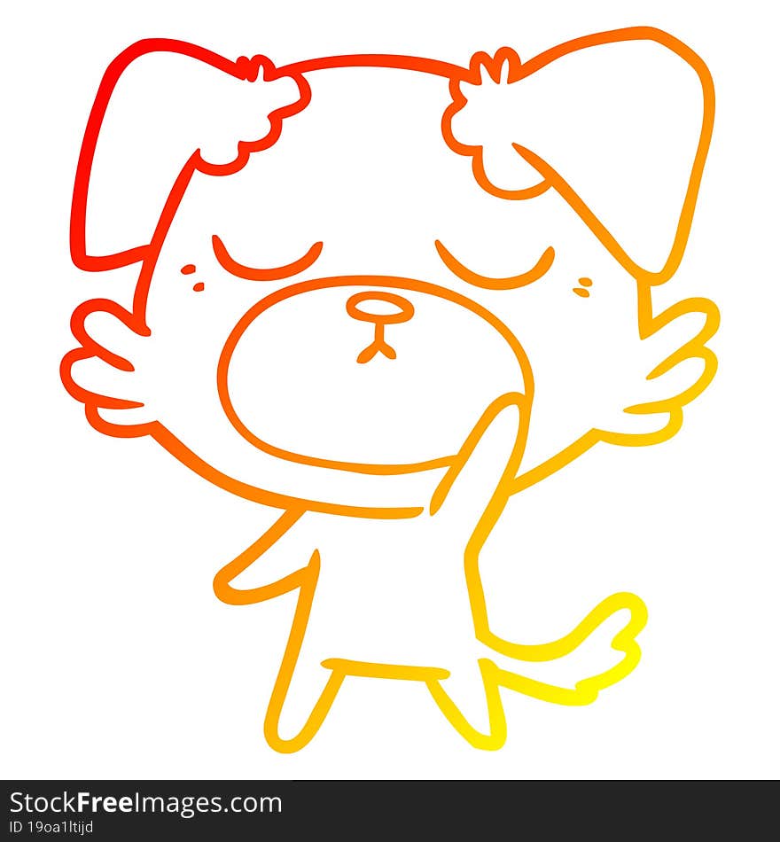 warm gradient line drawing of a cute cartoon dog