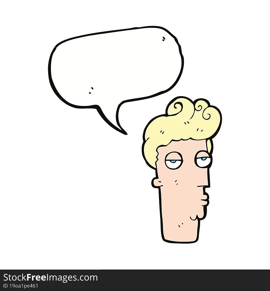 Cartoon Bored Man S Face With Speech Bubble