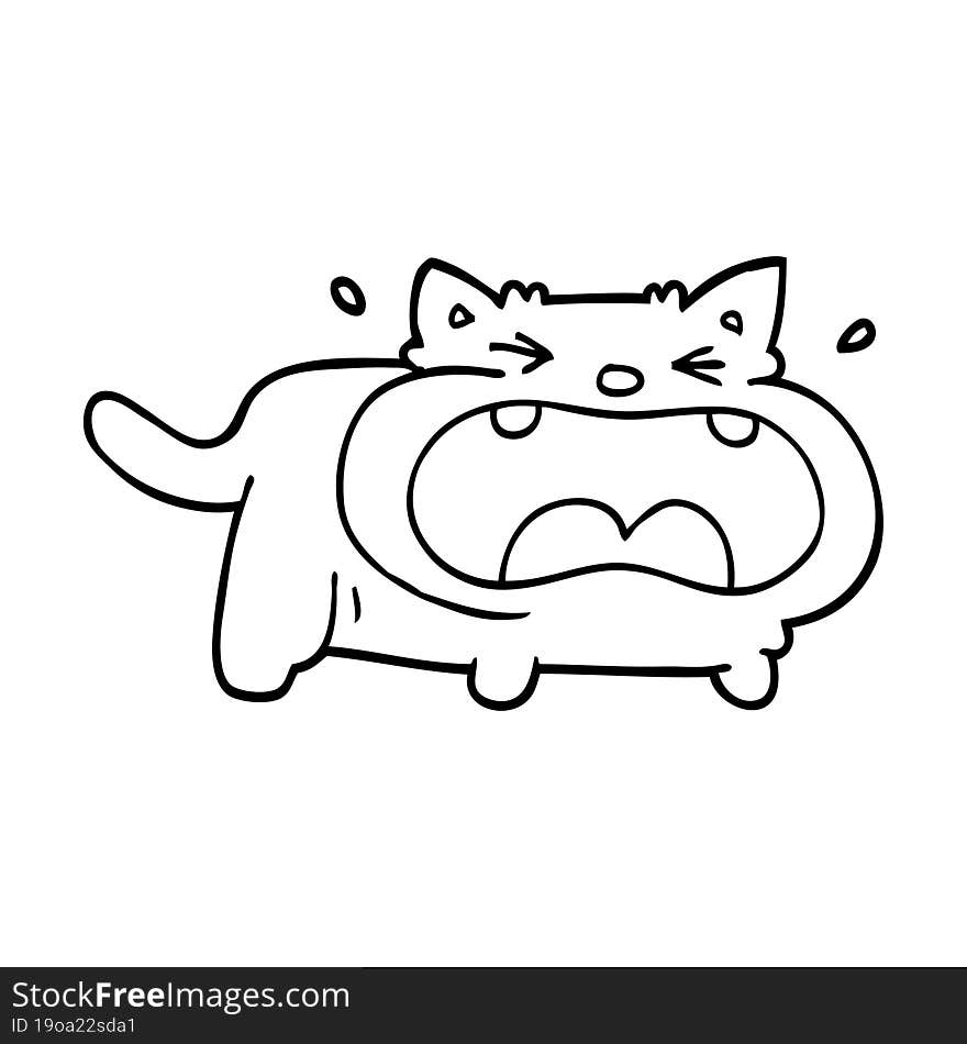 line drawing cartoon fat cat