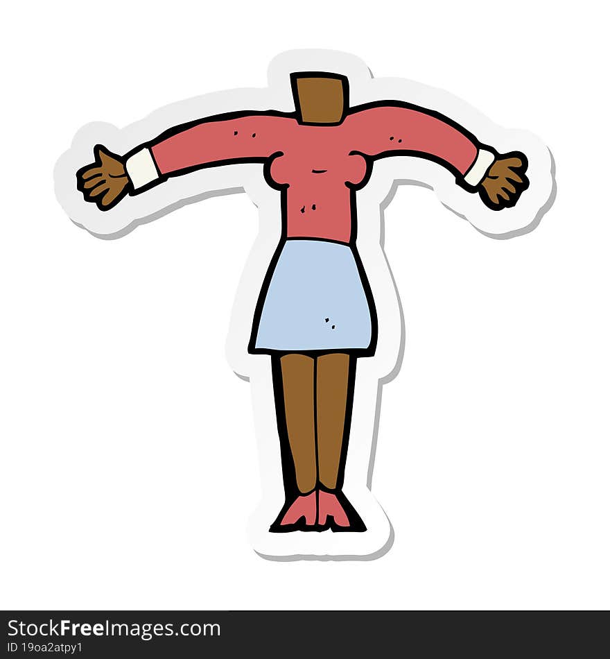 sticker of a cartoon female body