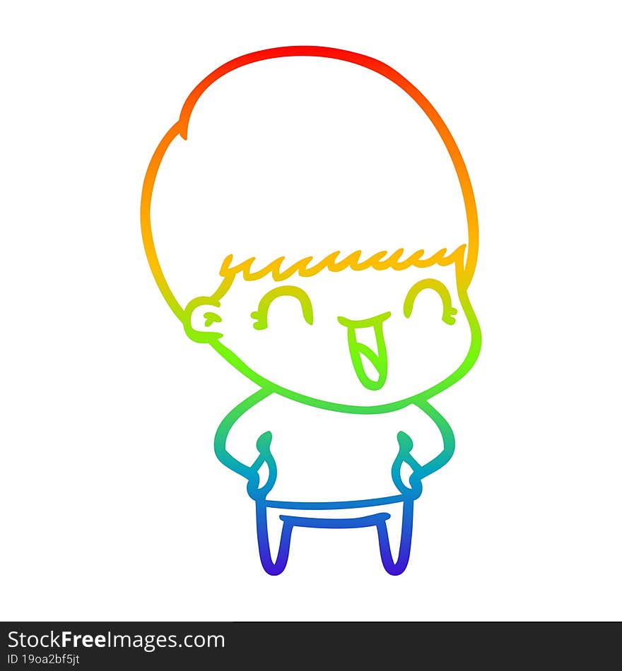 rainbow gradient line drawing happy cartoon boy