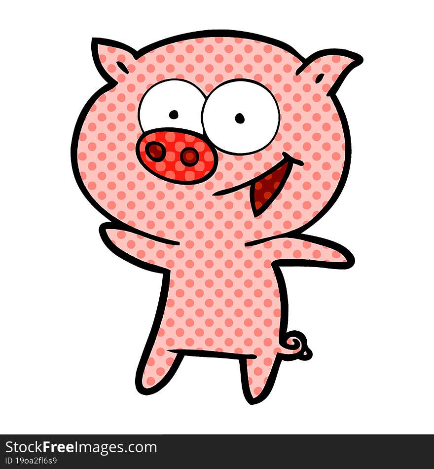 cheerful pig cartoon. cheerful pig cartoon