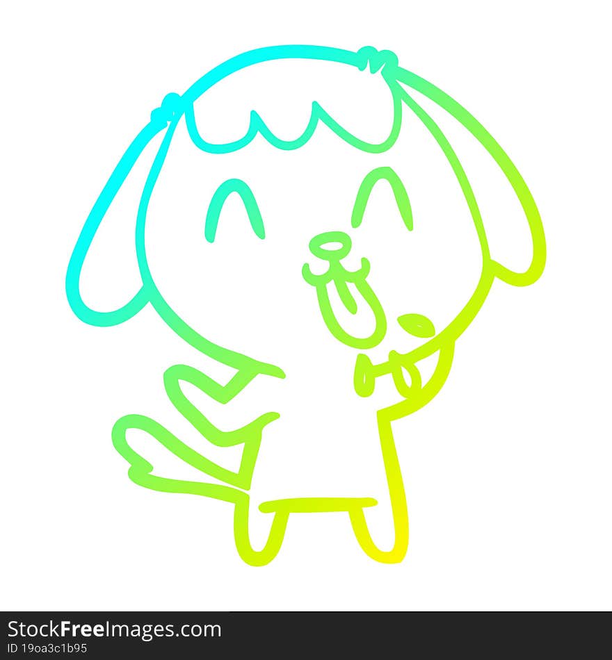 Cold Gradient Line Drawing Cute Cartoon Dog