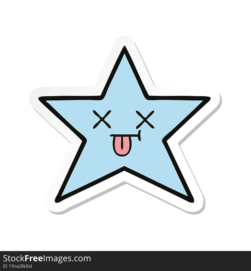 sticker of a cute cartoon star fish