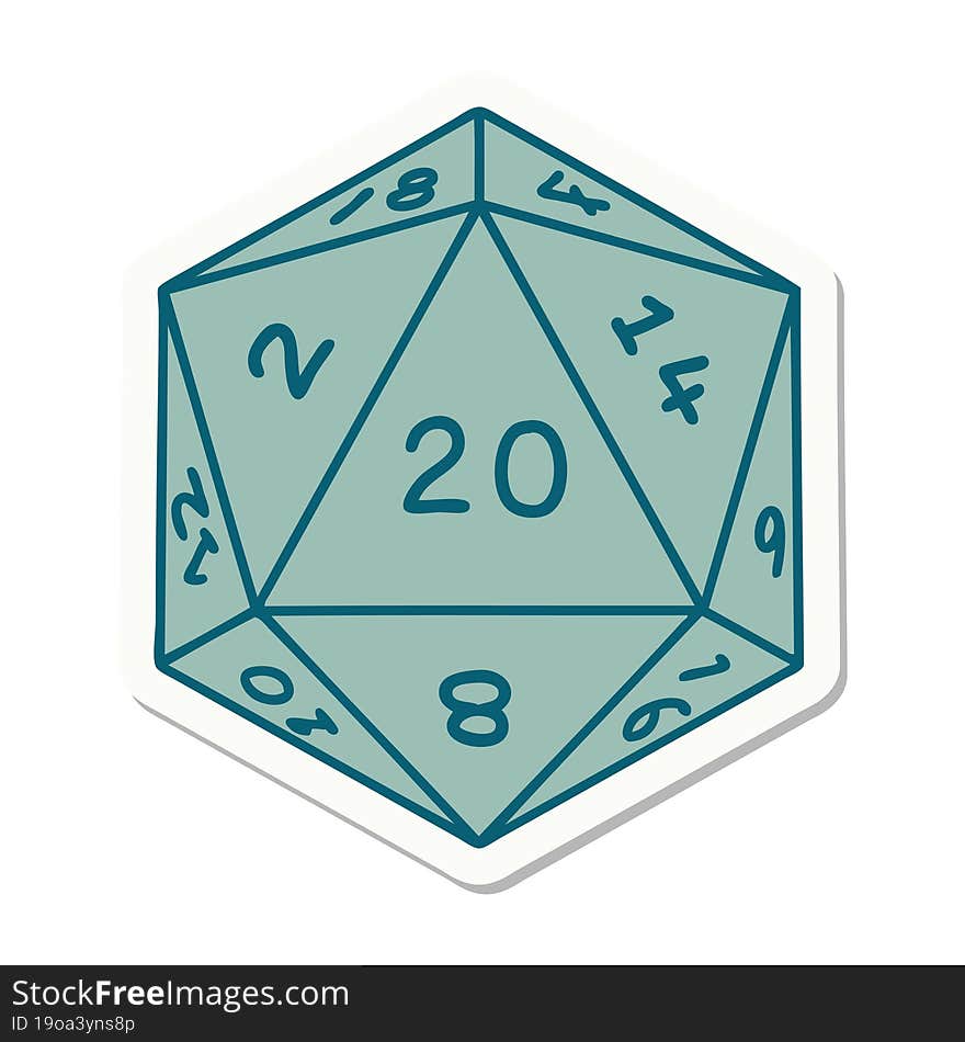 Natural 20 D20 Dice Roll Sticker