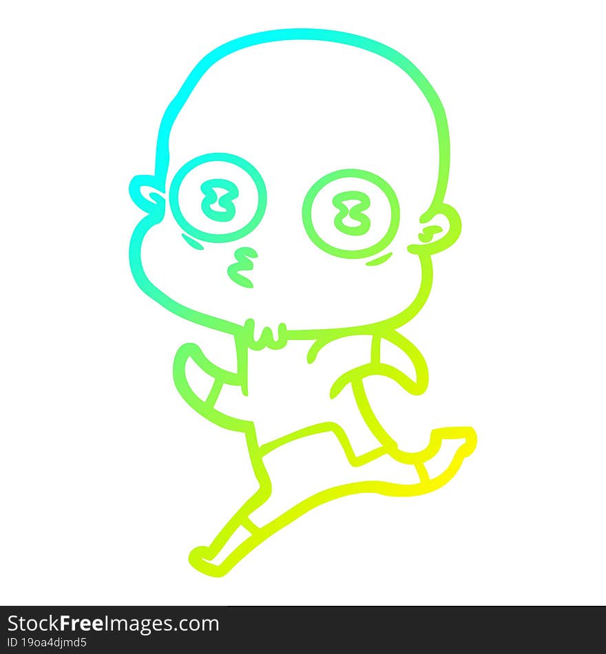 cold gradient line drawing cartoon weird bald spaceman