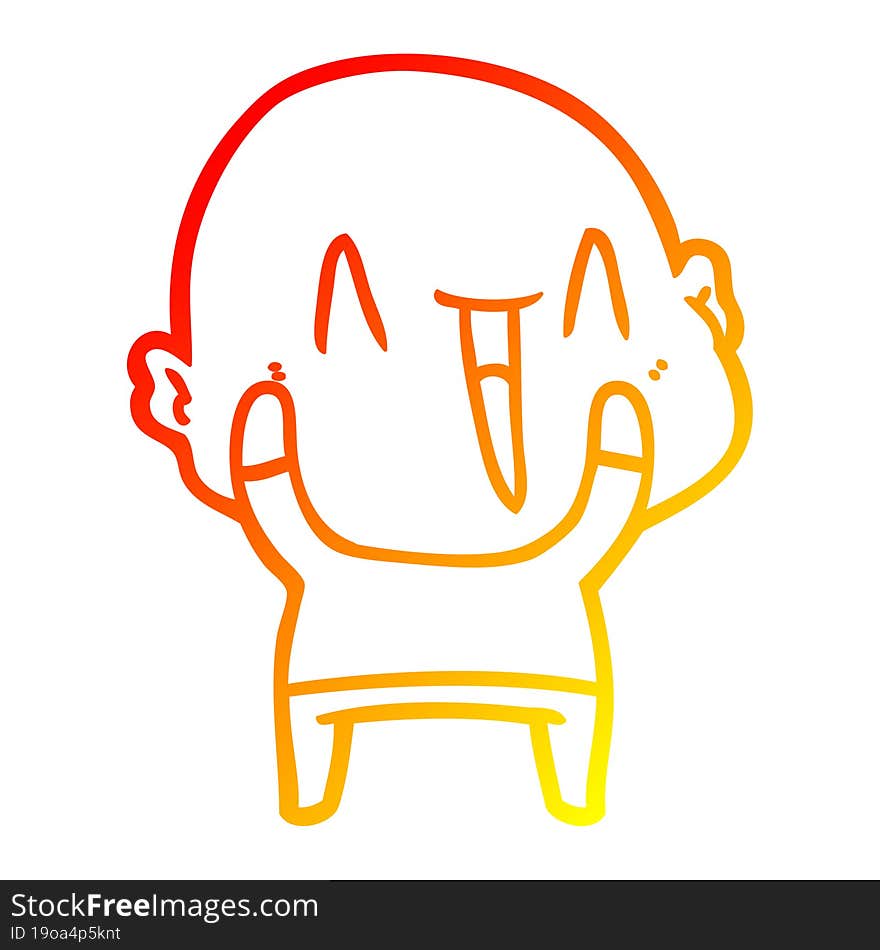 warm gradient line drawing happy cartoon bald man