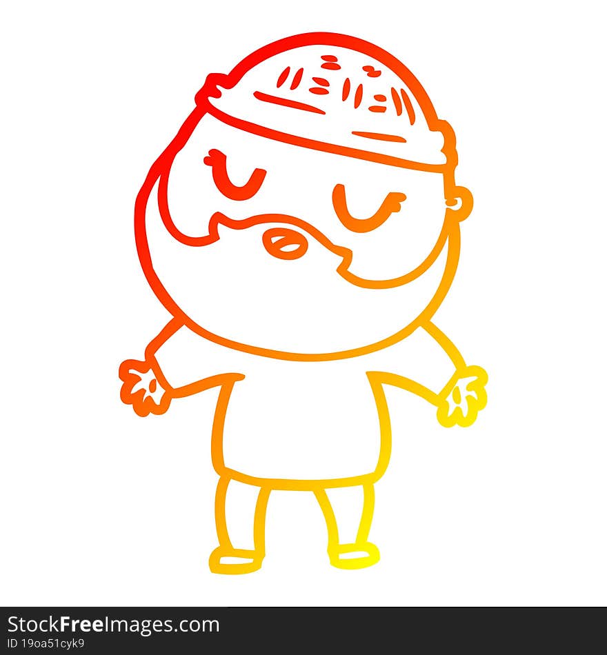 warm gradient line drawing cartoon man with beard