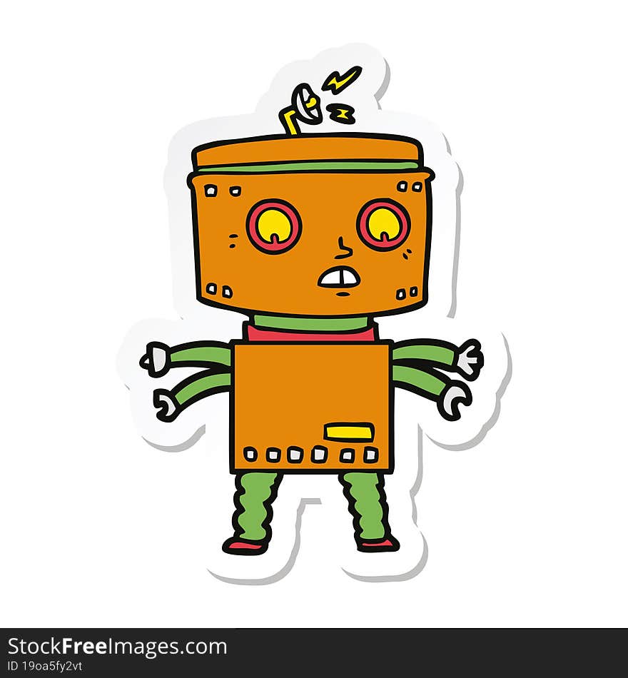 sticker of a cartoon robot