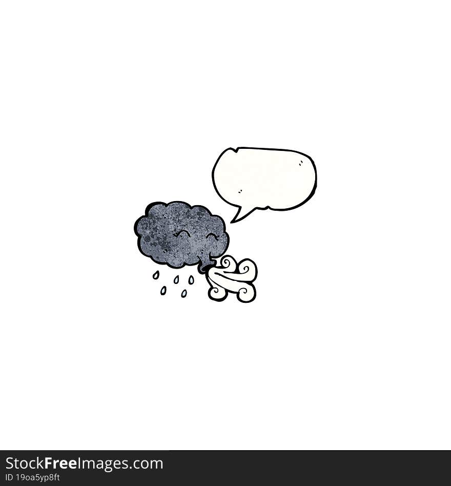 rain cloud blowing gale with speech bubble