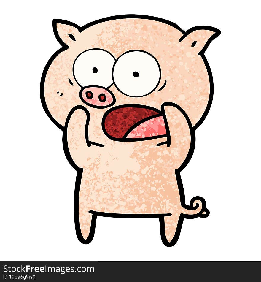 cartoon pig shouting. cartoon pig shouting