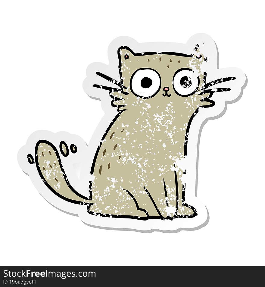 Distressed Sticker Of A Cartoon Cat