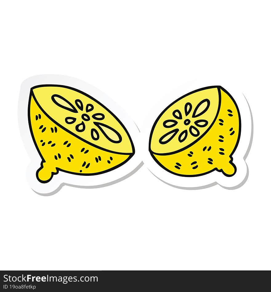 sticker of a quirky hand drawn cartoon lemon