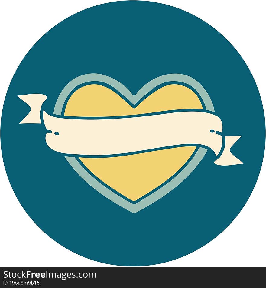 iconic tattoo style image of a heart and banner. iconic tattoo style image of a heart and banner