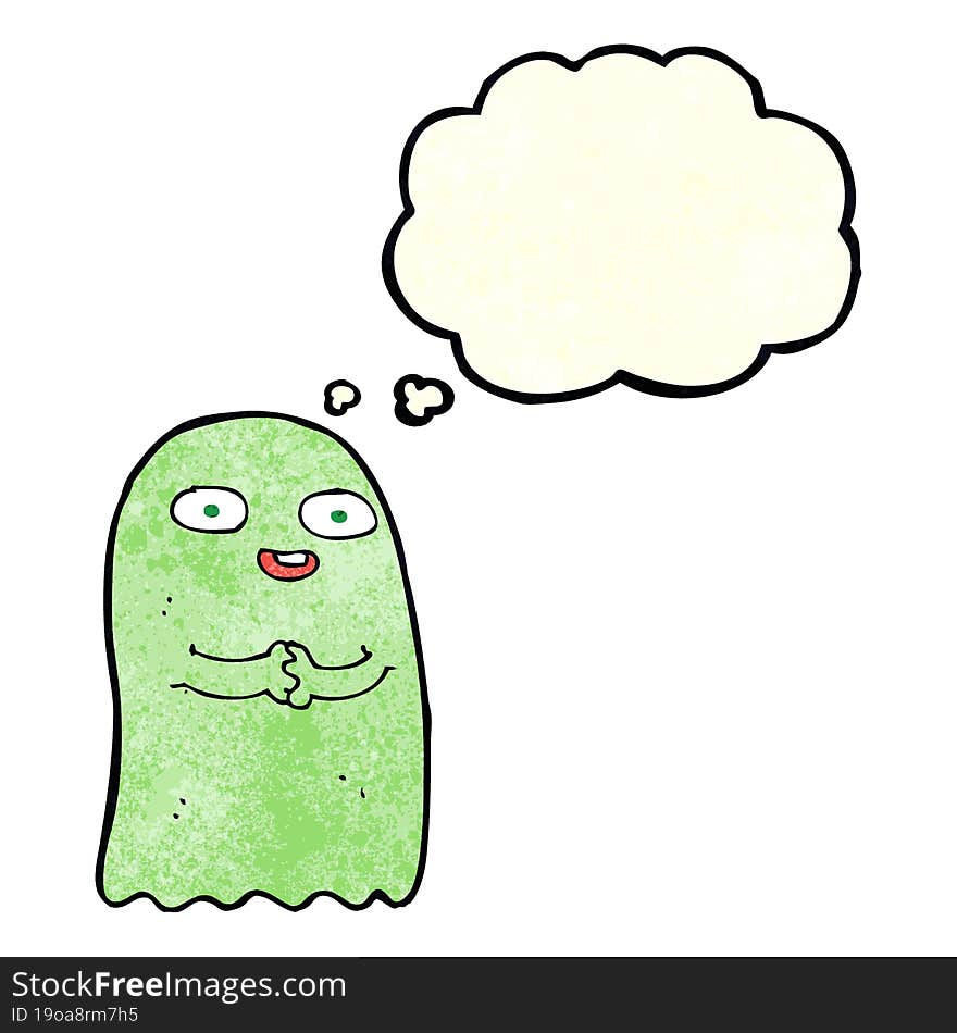 funny cartoon ghost with thought bubble