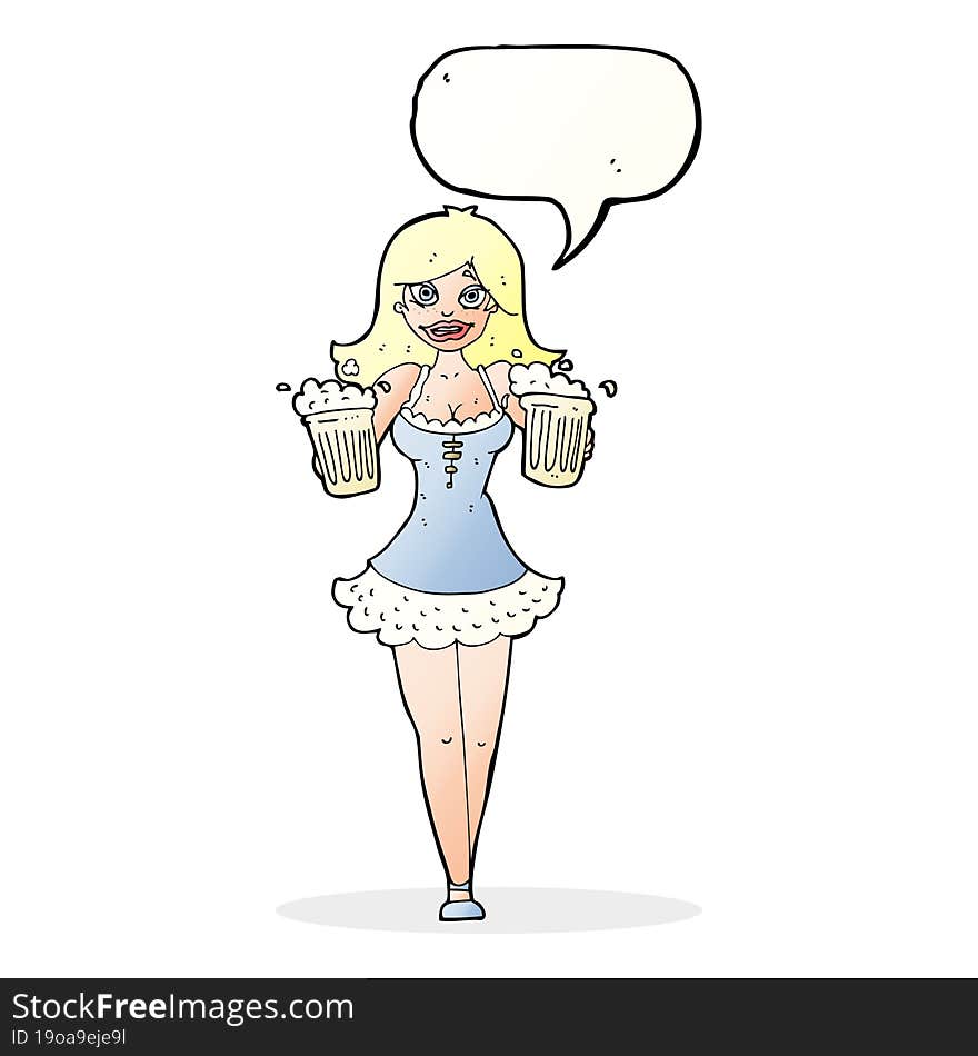 Cartoon Beer Festival Girl With Speech Bubble