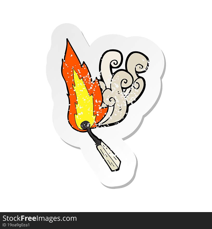 retro distressed sticker of a cartoon burning match