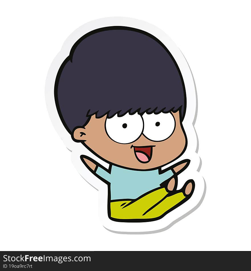 sticker of a happy cartoon boy