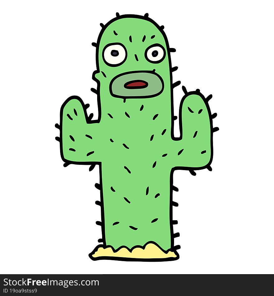 cartoon doodle cactus