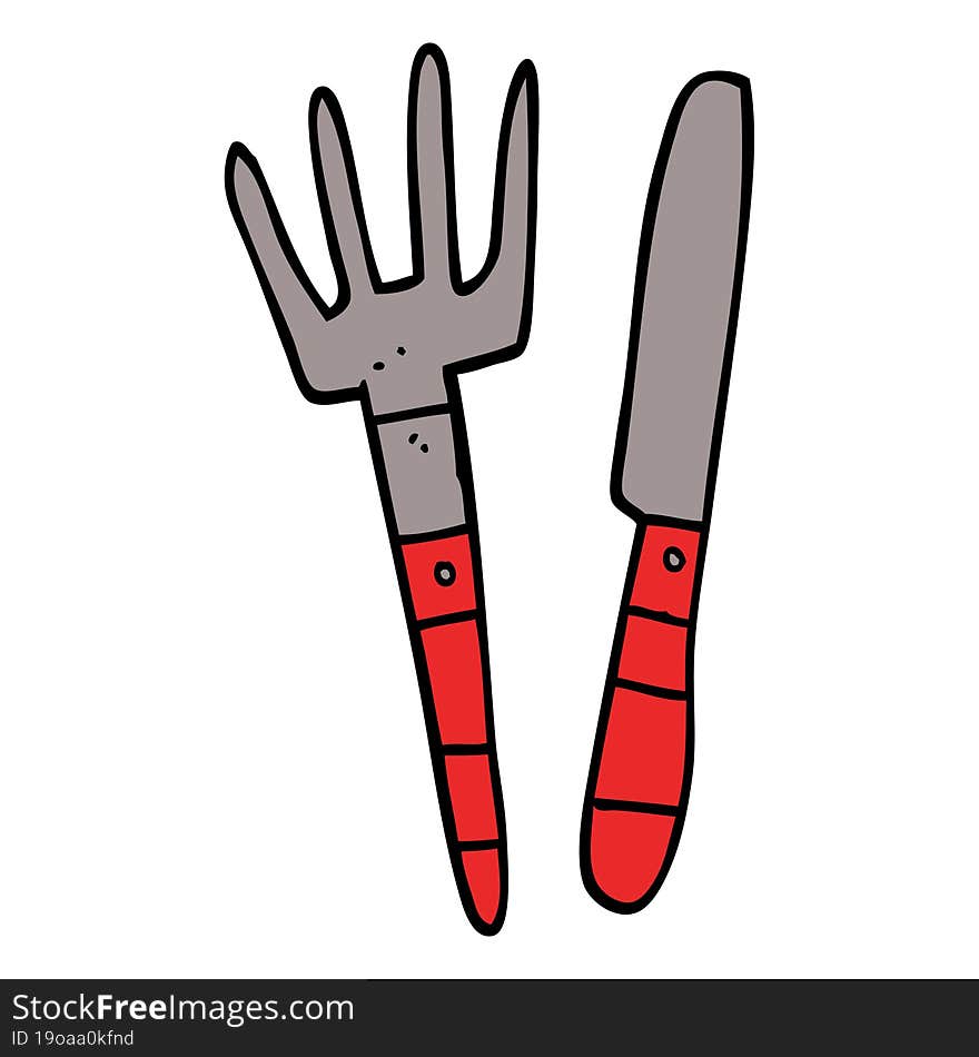 cartoon doodle knife and fork