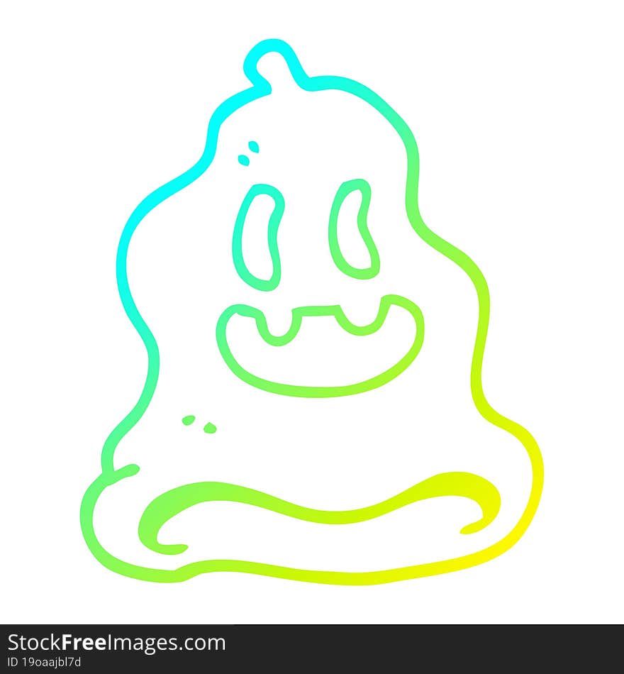 cold gradient line drawing of a cartoon spooky ghost