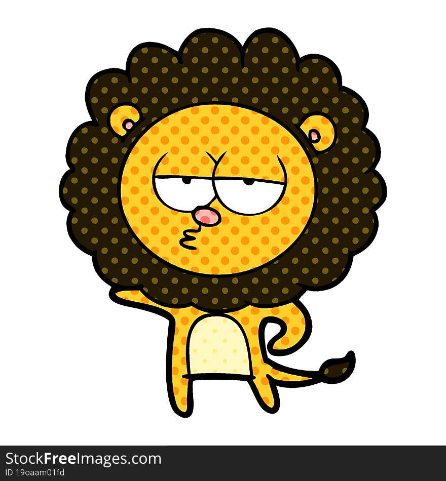 cartoon bored lion. cartoon bored lion