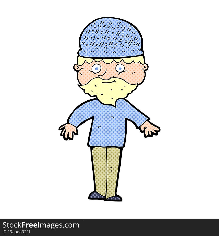 cartoon man in winter hat