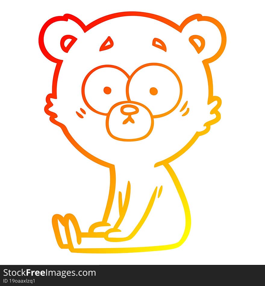 Warm Gradient Line Drawing Nervous Polar Bear Cartoon