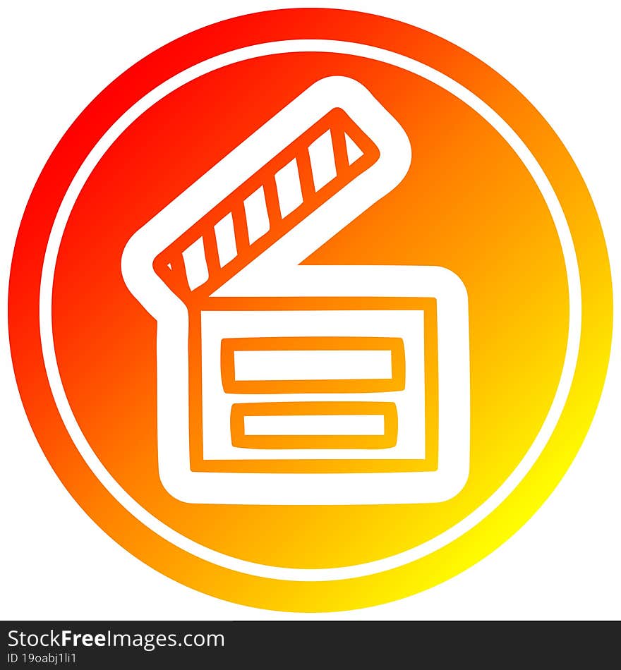 movie clapper board circular in hot gradient spectrum