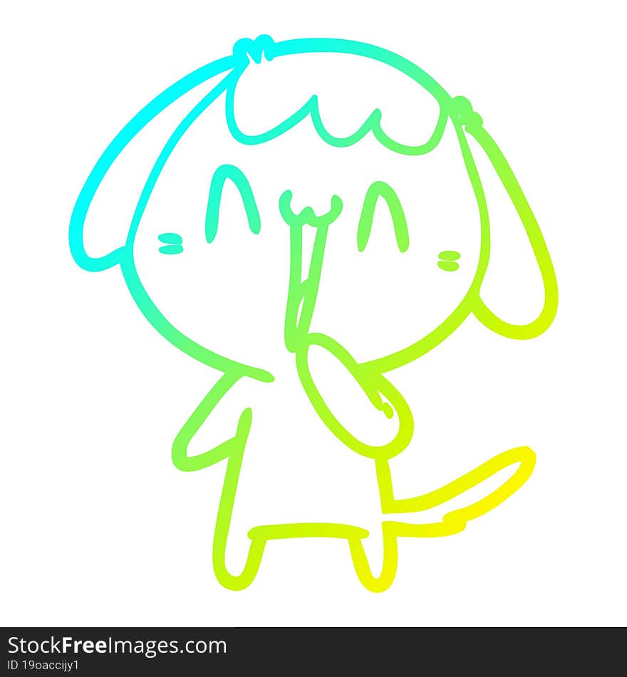 Cold Gradient Line Drawing Cute Cartoon Dog