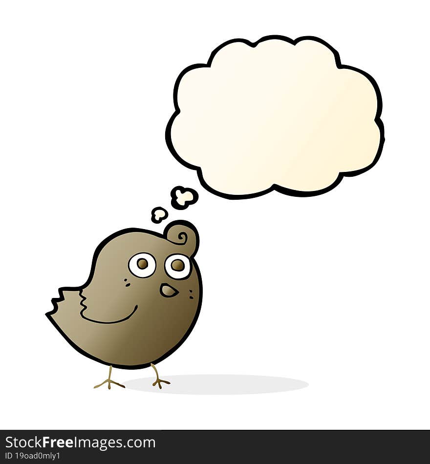 Funny Cartoon Bird With Thought Bubble