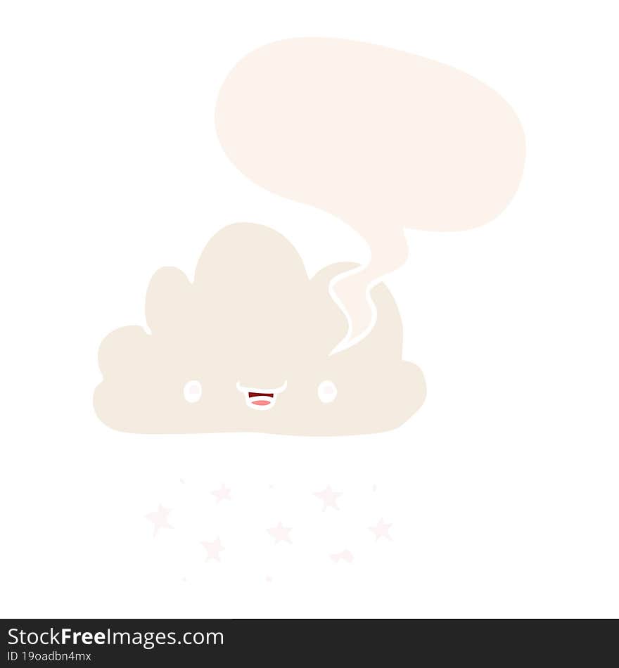 cartoon storm cloud and speech bubble in retro style