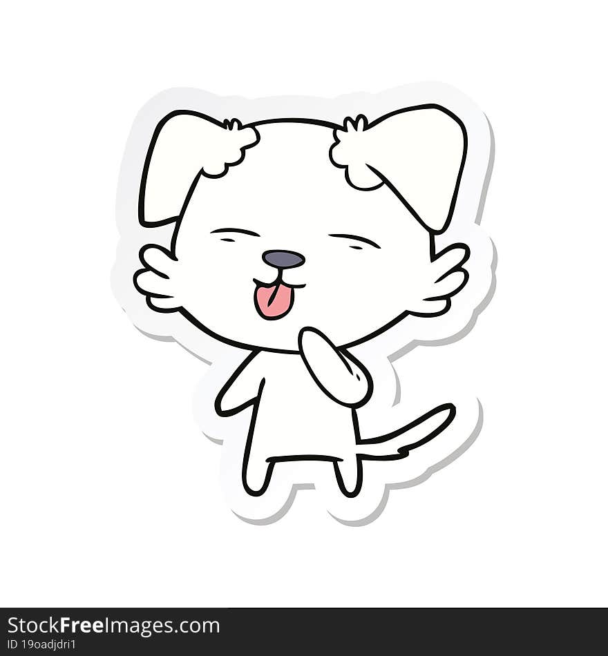 sticker of a cartoon dog sticking out tongue