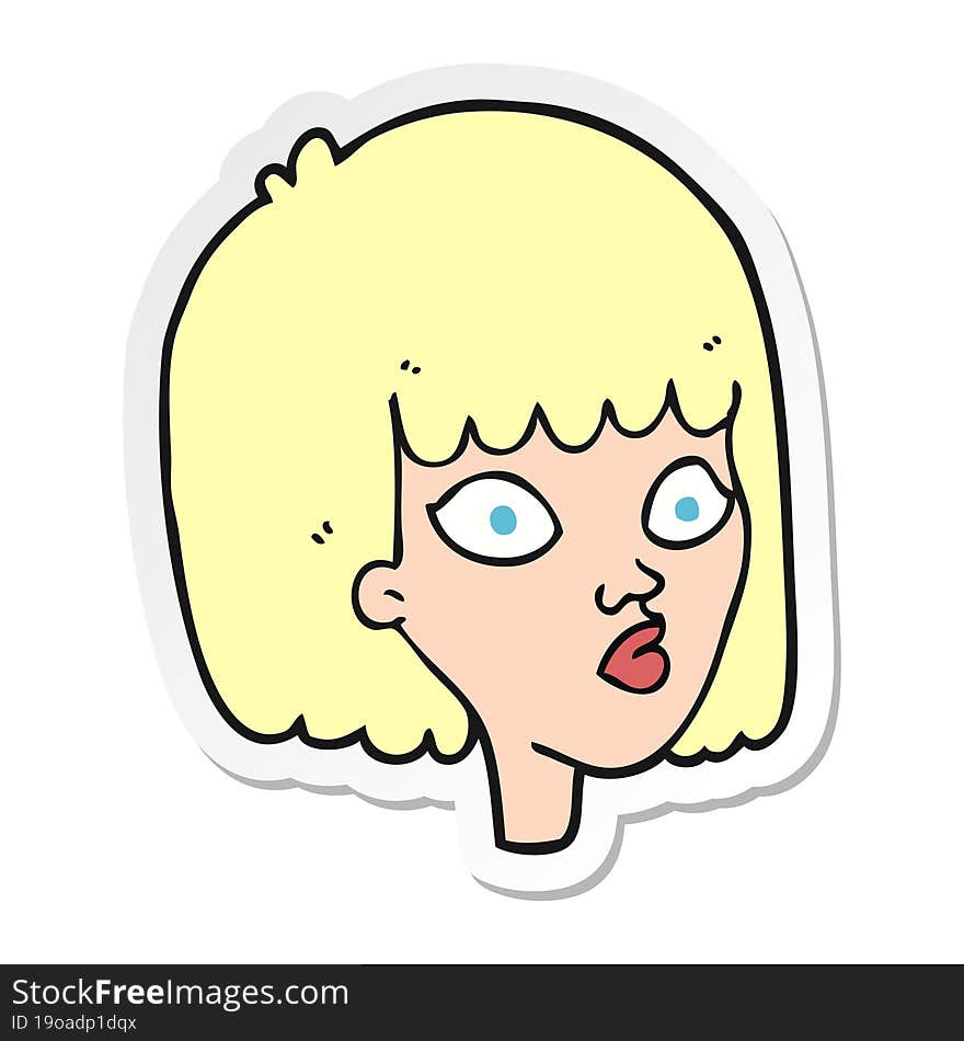 sticker of a cartoon female face