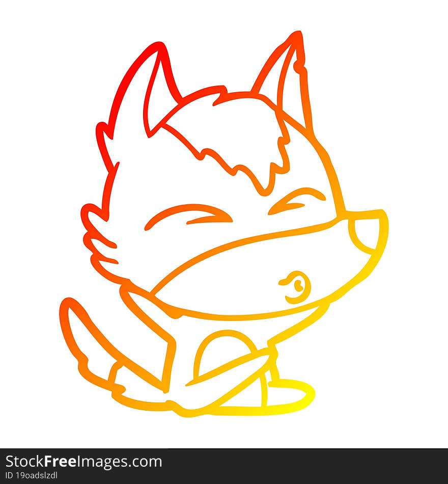 warm gradient line drawing cartoon wolf whistling